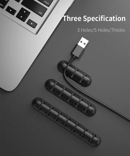 NNBILI 2024 New USB Cable Organizer Self-adhesive Cable Clips Silicone Fixer Wire Management for Home Car Interior Accessories