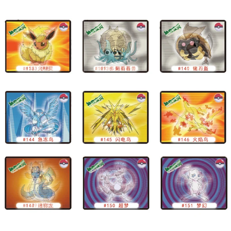 Caja de 100/160 tazos de Pokémon de 1.ª y 2.ª generación, colección de cartas redondas y cuadradas 3D, álbum de entrenadores, Pogs, Cheetos, Chipitaps