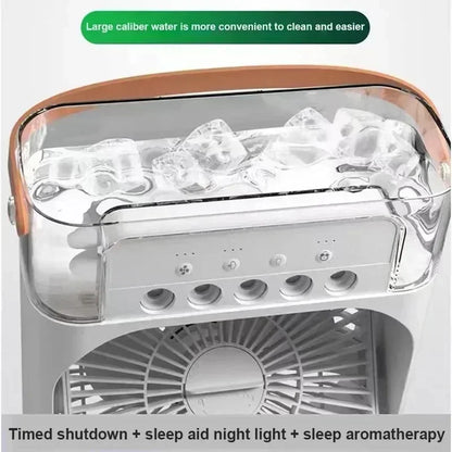 3 In 1 Summer Cooling Fan Portable Desktop Humidifier USB Mini Air Conditioners Night Light Water Mist For Home Or Office