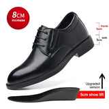 3/6/8 CM Elevator Shoes Men Dress Shoes Black Soft Leather Men Heightening Formal Shoes Casual Business Men Oxfords Suit Shoes