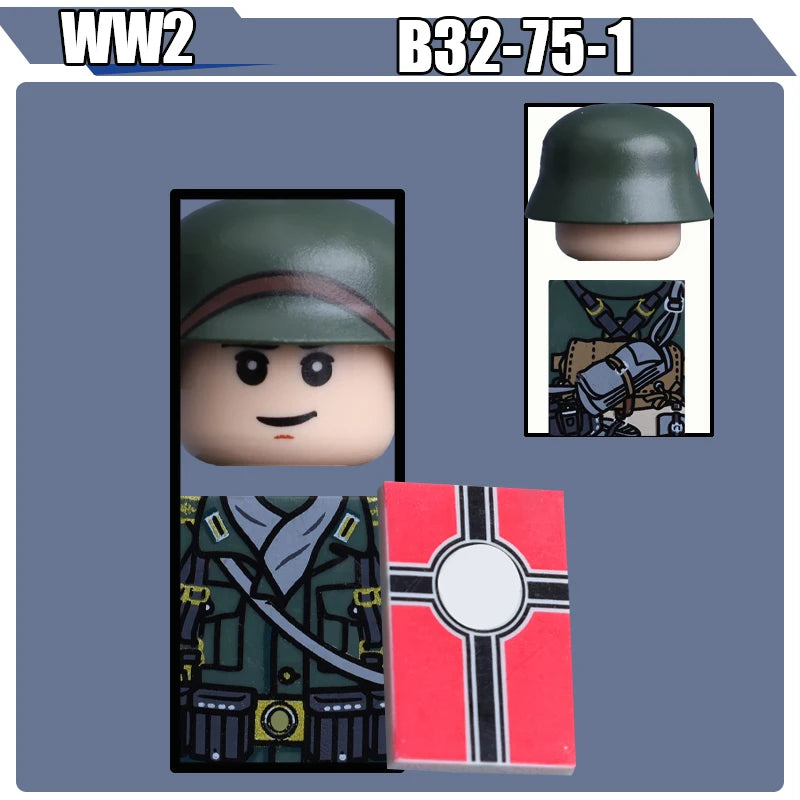 WW2 Military Soldier Figures Building Blocks Soviet British Army German Camouflage Warrior Infantry Accessories Bricks Toys Gift