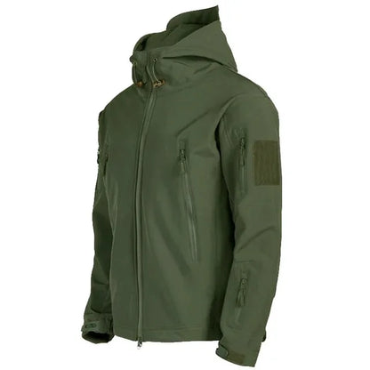 Chaqueta militar informal con capucha para hombre, estilo aviador, de combate, impermeable, de piel de tiburón, estilo softshell, táctica