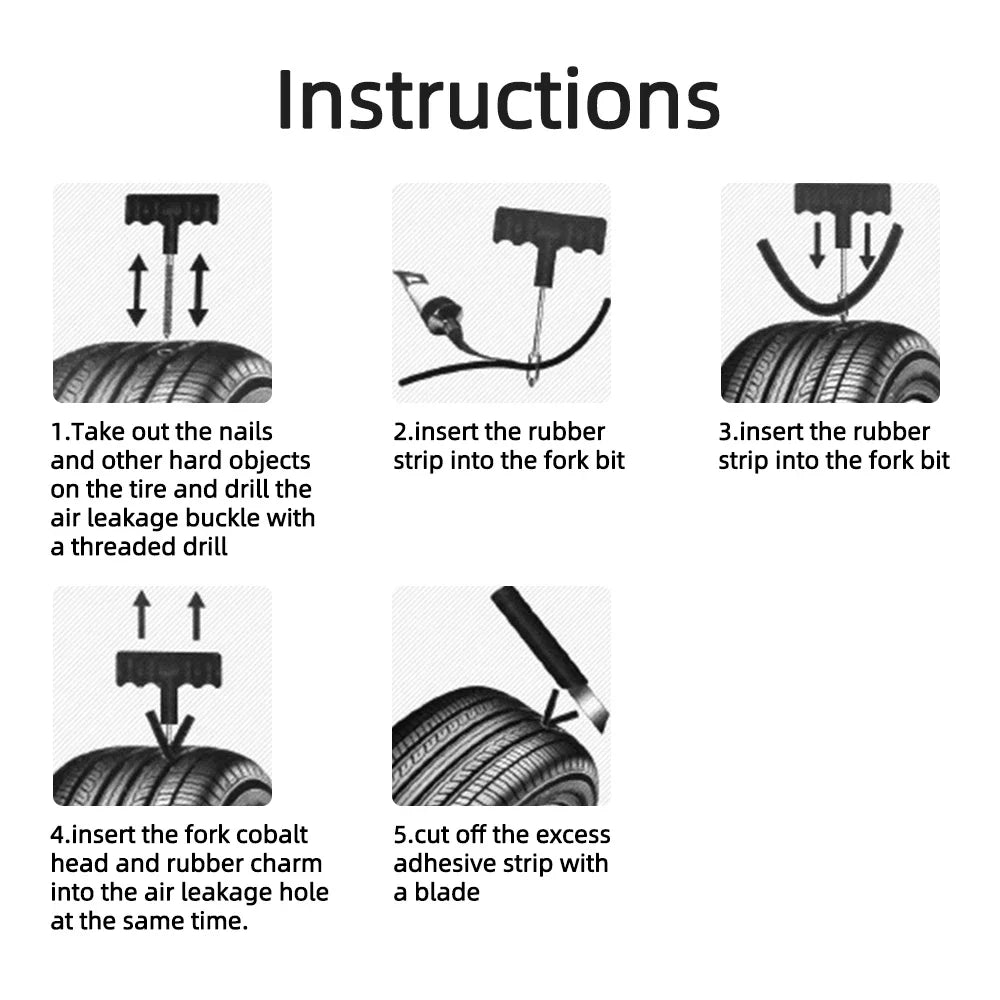 New Car Tire Repair Kit Puncture Plug Tools Tyre Puncture Emergency for Universal Tire Strips Stiring Glue Repair Tool Kit