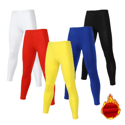 Kids Fleece Running Tights Hiking Pants Children Boy Girl Basketball Football Soccer Fitness Exercise Sport Velvet Legging A726