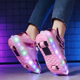 Sneakers Roller Shoes Outdoor Deformation Parkour Skates Dual-Use Children Girls Boys Adult Men Women Unisex Roller Skates