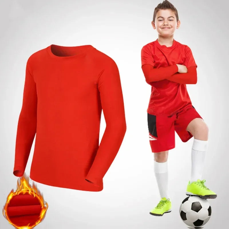 Kids Children Boy Girl Compression Running Long T Shirt Fitness Sport Basketball Football Gym Sportswear Thermal Soccer Clothes