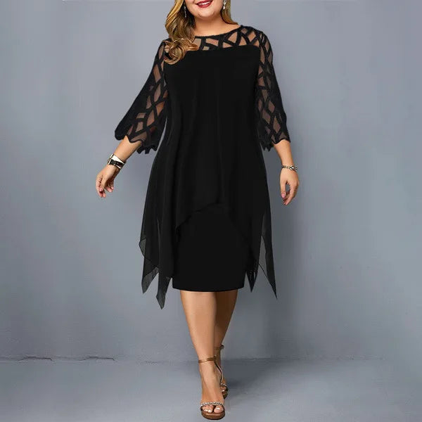 Fashion Chiffon Hollow Out Loose Casual Dress Women 2025 Summer Plus Size Women Clothing Ladies Dresses 4XL 5XL 6XL Robe Femme