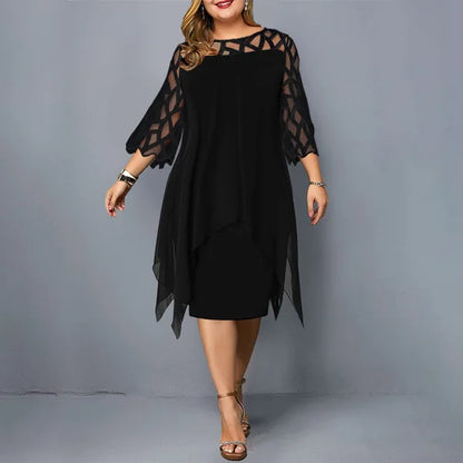 Fashion Chiffon Hollow Out Loose Casual Dress Women 2025 Summer Plus Size Women Clothing Ladies Dresses 4XL 5XL 6XL Robe Femme
