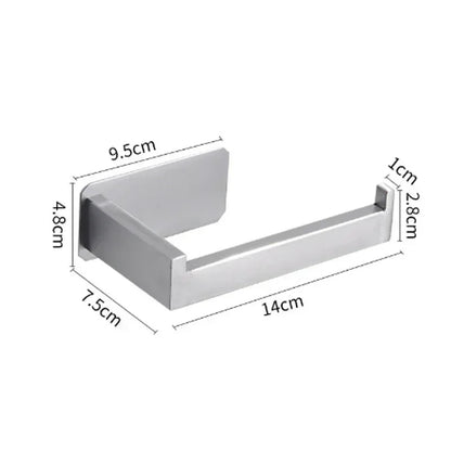 Stainless Steel Toilet Roll Holder Self Adhesive in Bathroom Tissue Paper Holder Black Finish Easy Installation no Screw