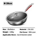 MOEYE Frying Pan 316L Stainless Steel 28/30/32cm Kitchen Nonstick Pan Cooking Skillet Kitchen Nonstick Skillet Induction Pan