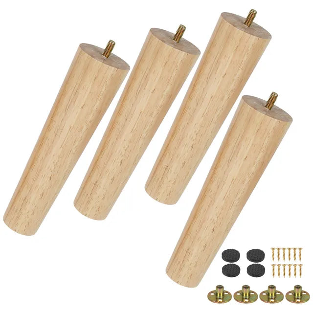 Kit de patas de madera maciza para muebles, cono inclinado, reemplazo para sofá cama, armario, mesa y silla, 8 cm, 15 cm y 20 cm de altura. 