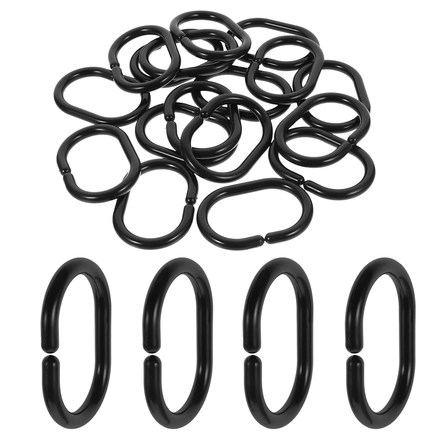 Net Curtain Rod Quick-release Quick-hanging Hooks 20pcs (black) Rings Plastic Shower Extendable Poles Abs