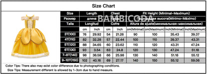 2025 Cosplay Belle Princess Dress Girls Dresses For Beauty and beast Party Clothing Magic stick crown Costume 3-12Y