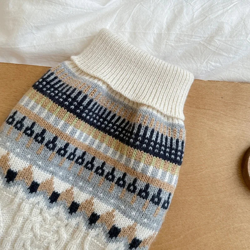 New Dog Black Beige Vintage Sweater for Small Medium Dog Christmas Halloween Day Wear Sweater Pullover