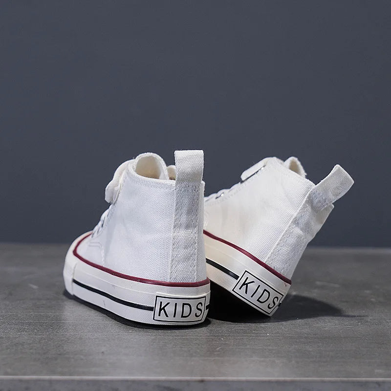 Lilo And Stitch Children's Canvas Shoes For Girls Boys White High Top Shoes Disney Kids Sneakers Casual Tennis Shoes 25-37 Size