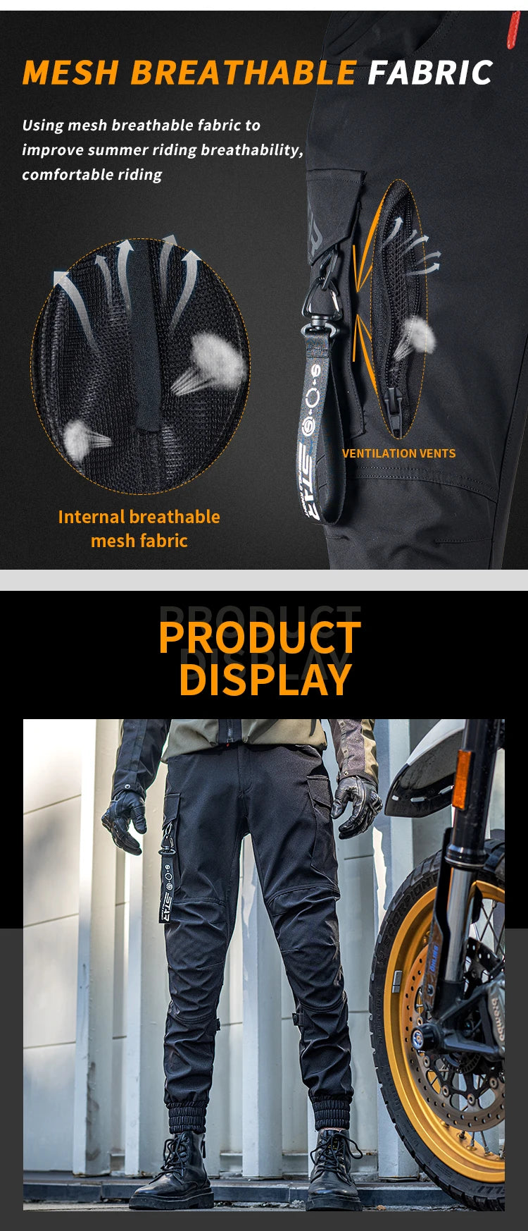 SFK New Black Motorcycle Pants Riding Men Equipment Summer Breathable Trousers With CE Protection Armor Wearing Gears Accessories