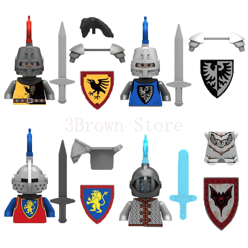 MOC Medieval Building Blocks Castle Knight Western Cowboy Historical Army Cavalry Horse Soldier Gun Kid Toy Gift Brick DIY S040