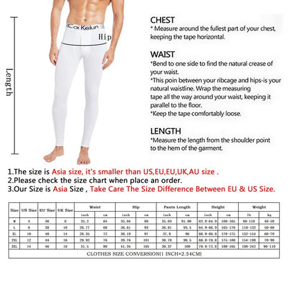 Men Long Johns Thermal Skin-Friendly Underwear Winter Warm Long Pants Male Soft Elastic Large Size Leggings Comfortable Tights