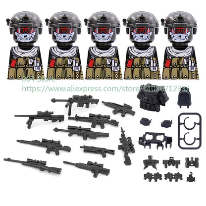 Military Special Forces Action Figure Building Blocks Ghillie Suit Weapons Sniper SWAT Ghost KSK Police Bandit Boy Toy Gift F029