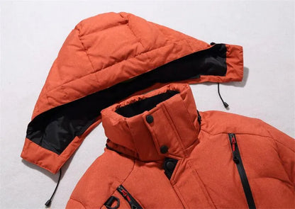 Chaqueta de plumón de 20 grados para hombre, parka de invierno para hombre, chaqueta de plumón de pato blanca con capucha para exteriores, abrigo de nieve acolchado grueso y cálido de gran tamaño M-4XL