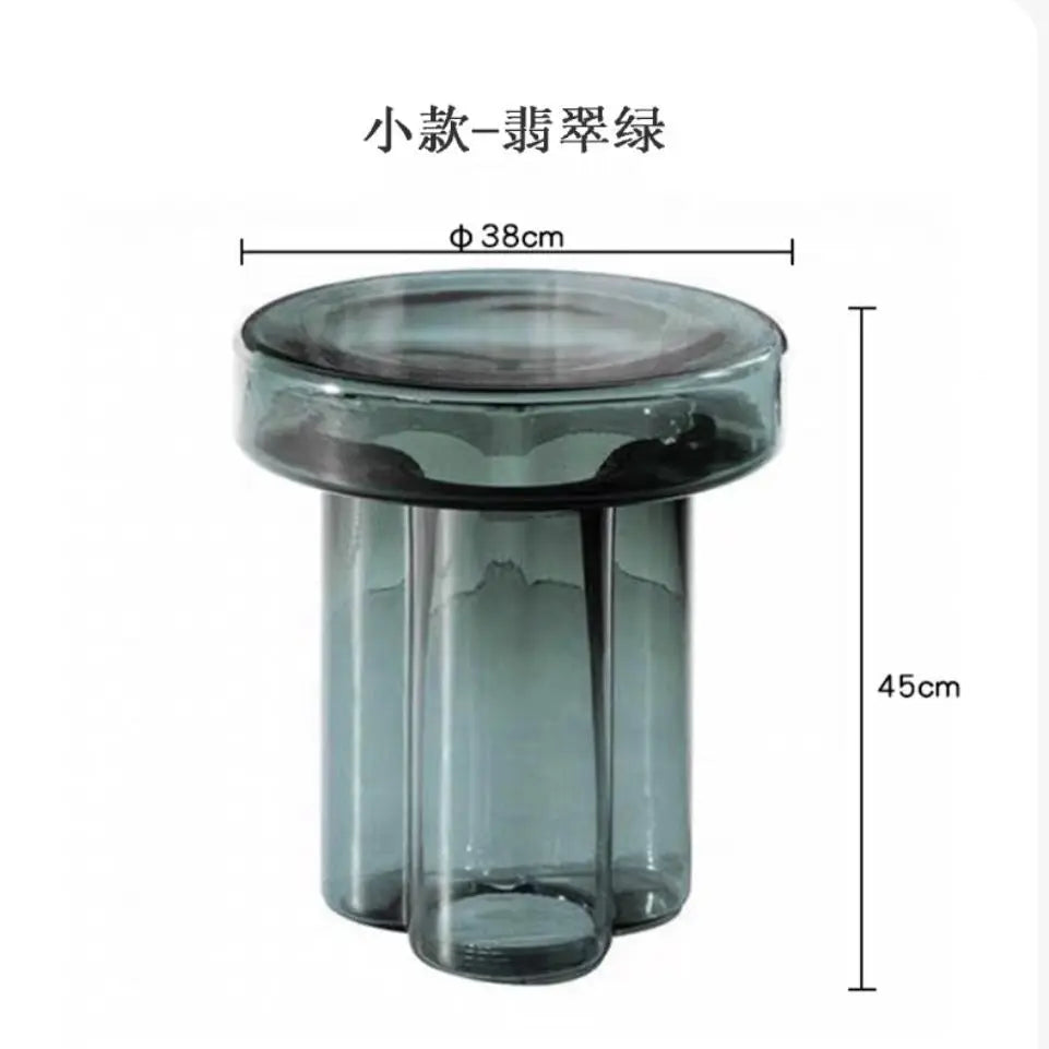 Artistic Glass Coffee Tables, Creative Design End Tables for Living Room , Stylish Accent Tea Table with Various Sizes & Colors