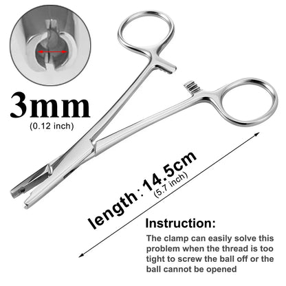 1 alicate de bola apretada para desenroscar, herramienta para joyería de perforación, alicates de sujeción de anclaje dérmico de acero quirúrgico, herramienta de perforación, pinzas dérmicas