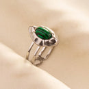1pc Green Turquoise Ring Hippie Stainless Steel Silver Color Charm Opening Adjustable Ring Women Chunky Bohemian Party Jewelry