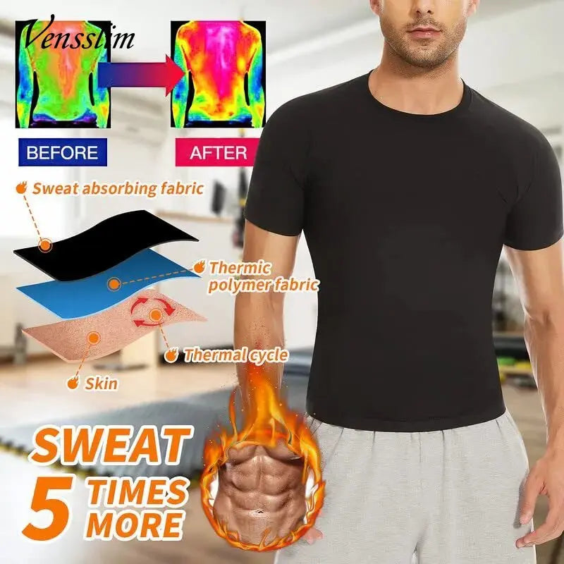 Vensslim Men’s Sauna Suit Sweat Heat Trapping Workout Fat Burner Vest Slimming Body Shaper Tank Top Waist Trainer Fitness Corset
