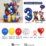 Paw Patrol Latex Balloon Decoration for Boy, Dog Paw Printing, Birthday Party Decorations, Blue Number, 55Pcs 