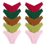 WarmSteps – Kit com 10 calcinhas femininas sem costura, em tecido "seda gelada" (ice silk), modelo com corte em V, tamanhos XS a L.
