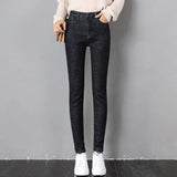 2023 Mujeres Jeans Térmicos Invierno Nieve Cálido Felpa Elástico Jeans Señora Skinny Espesar Polar Denim Pantalones Largos Retro Lápiz Pantalones