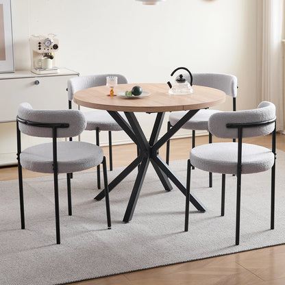 EGOONM 4Pcs Nordic Style Dining Chairs Upholstered Kitchen Chairs with Teddy Velvet Chair Home Desk Dining Room Kitchen Chairs