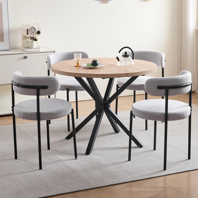 EGOONM 4Pcs Nordic Style Dining Chairs Upholstered Kitchen Chairs with Teddy Velvet Chair Home Desk Dining Room Kitchen Chairs