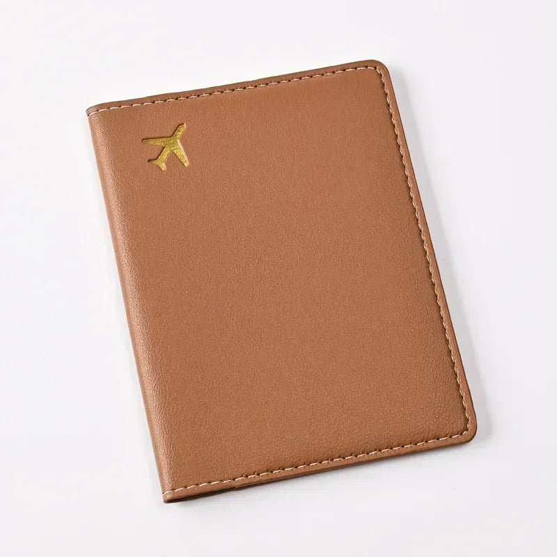 Women Men Card Passport Cover Case Flight Ticket Clip Passport Wallet PU Leather Solid Color Id Holder Passport Holder Purses