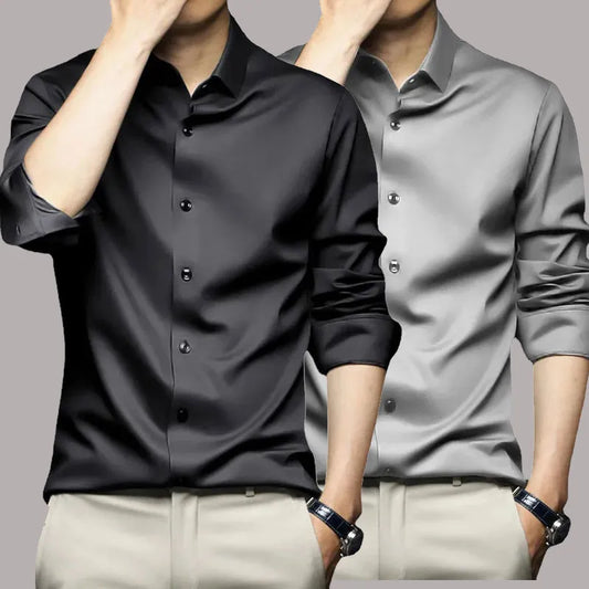 Camisa de hombre S-5XL de manga larga, resistente a las arrugas y sin planchado, para negocios, de alta gama, profesional, informal, blanca