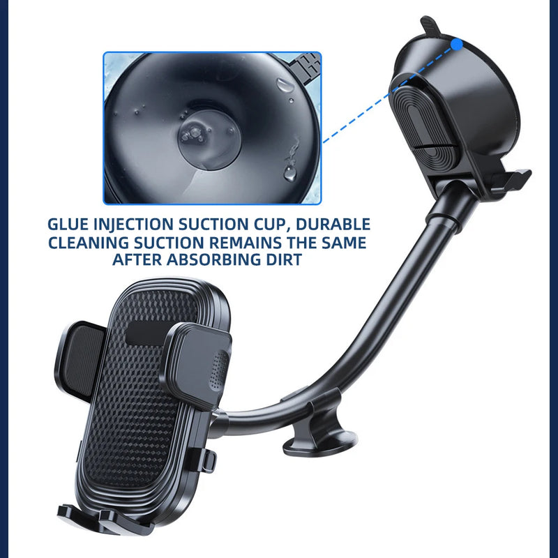 360° Rotating Car Phone Holder Universal Windshield Dashboard Phone Mount Flexible Long Arm Bracket Support GPS Suction Base