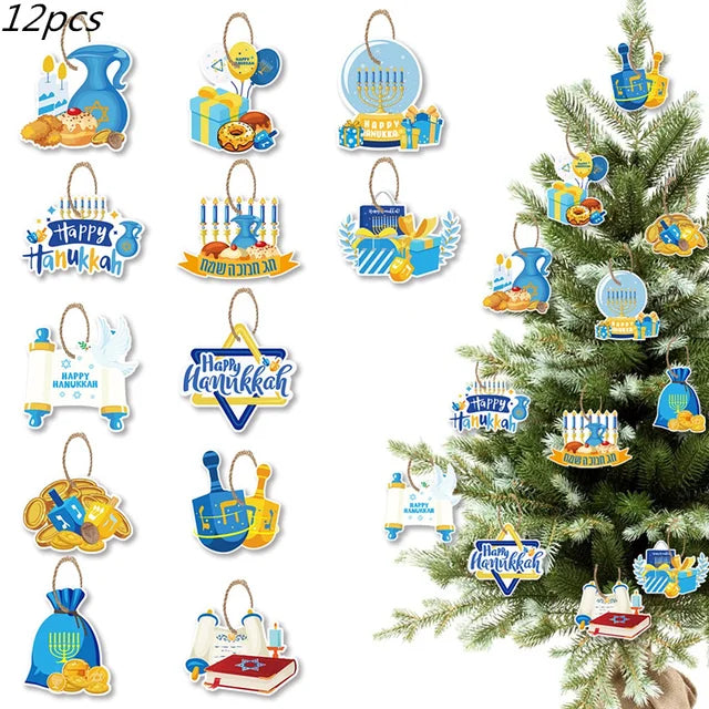 Disposable Jewish Hanukkah Supplies, Cutlery Set, Plates, Napkins, Cup, Festival Party Decorations 