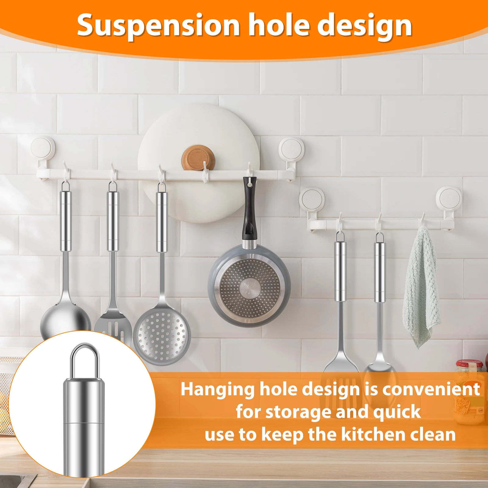 Juego de utensilios de cocina de 5 uds, cucharas de acero inoxidable, espátula con mango ergonómico, utensilios de cucharas lavables resistentes
