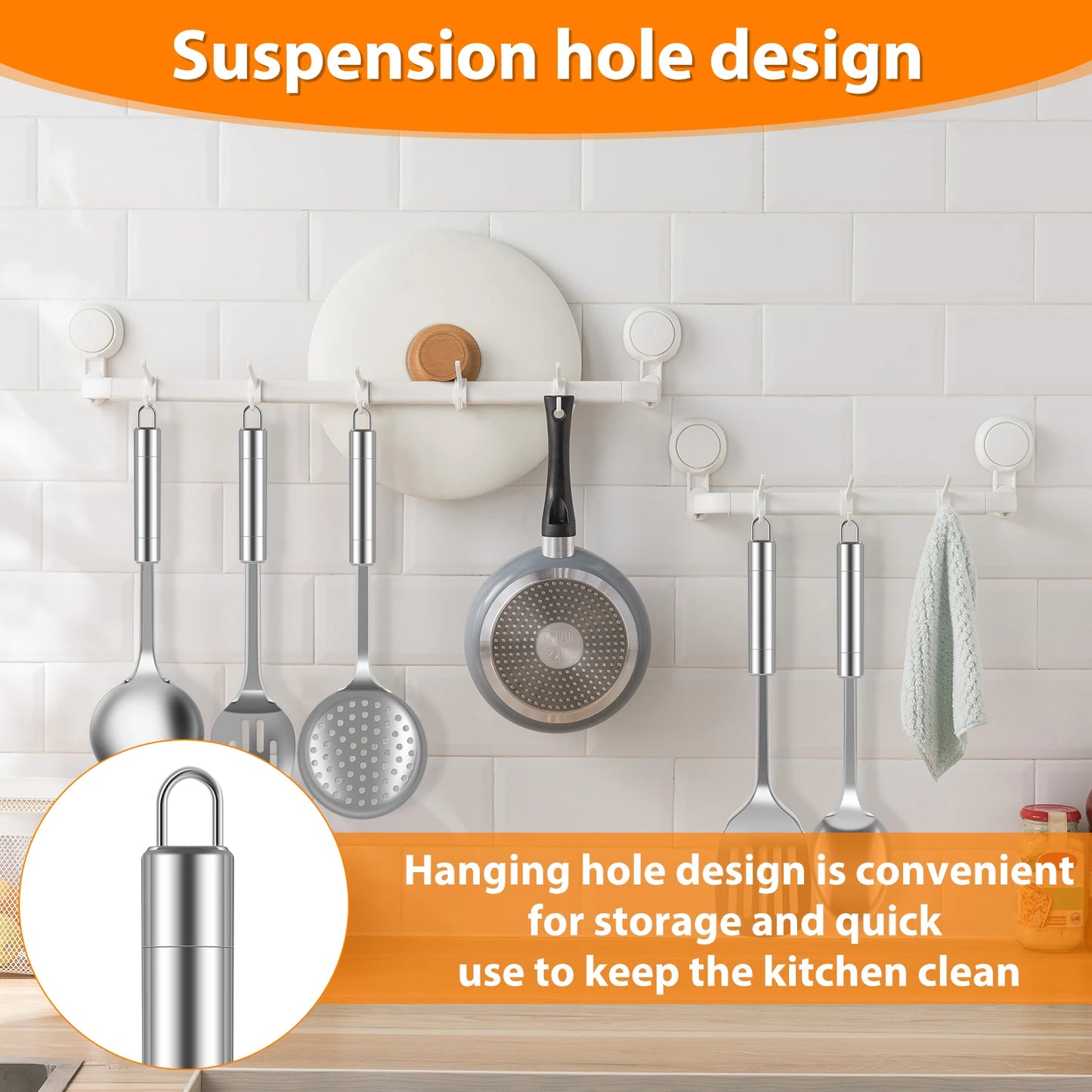Juego de utensilios de cocina de 5 uds, cucharas de acero inoxidable, espátula con mango ergonómico, utensilios de cucharas lavables resistentes