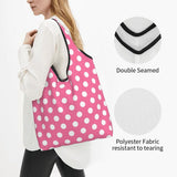 Custom Recycling Classic Black And White Polka Dot Shopping Bag Women Tote Bag Portable Grocery Shopper Bags