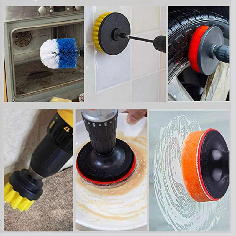 4 pces-31 pces power esfrega almofadas purificador kits de escova de limpeza de cozinha limpador multiuso esfrega escovas de broca elétrica sem fio