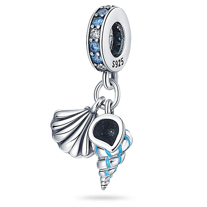 Ocean Series - Original Genuine 925 Sterling Silver Turtle Crab Mermaid Charm Beads Suitable for 3mm Bracelet DIY Making Pendant
