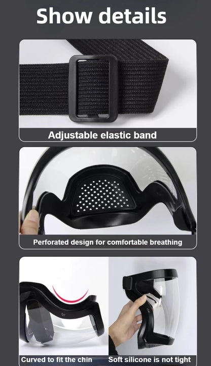 Kitchen Transparent Full Face Shield Home Oil-splash Proof Eye Facial Anti-fog Head Cover Safety Glasses