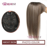Aplique de cabelo Topper HUAYA volume e franja natural com 3 clipes cabelo liso sintético