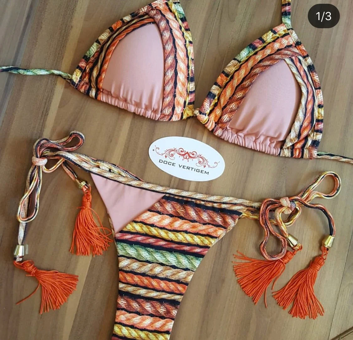 Conjunto de bikini sexy 2021 de 2 piezas con estampado de calor, traje de baño deportivo para mujer, ropa de playa, traje de baño push-up acolchado, mono de baño exquisito