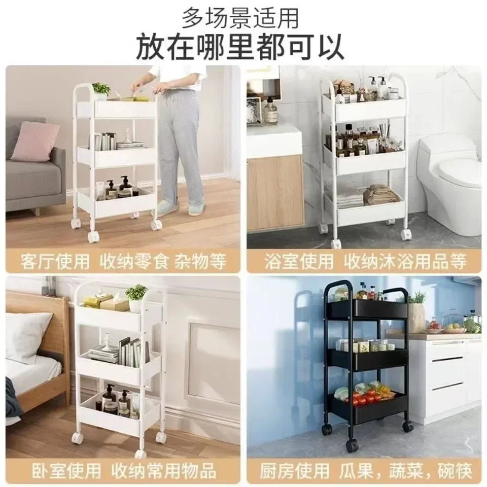 Multi-Layer Trolley Rack Kitchen Floor Bedroom Baby Snacks Mobile Bathroom Bathroom Storage Rack