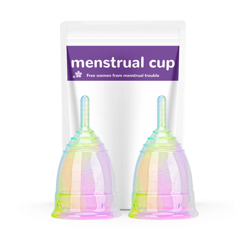 1/2PCS Medical Grade Silicone Menstrual Cup Colorful Menstrual Cup Feminine Hygiene Copa Menstrual Lady Cup Period Cup For Women