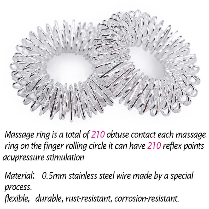 Juego de 10 anillos de acero inoxidable para masaje de dedos, anillo de acupuntura para terapia, relajación de manos, circulación sanguínea, alivio del dolor, cuidado de la salud.
