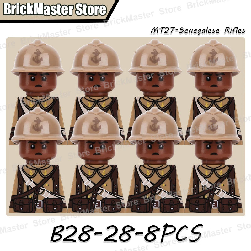 WW2 French Soldier Figure Building Blocks Military War Weapon Medical Officer Army Infantry Warrior Cavalry Gun Bricks Toy Gifts