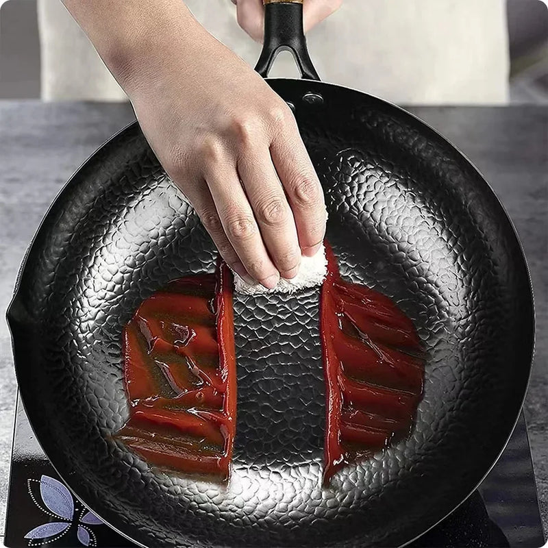 Non-stick 28cm Frying Wok Pan Iron Pan Uncoated Steak Cooking Pot Pancake Pan Handmade Cast Gas Stove Induction Kitchen Cookware